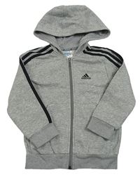 Šedá propínací mikina s logem s kapucí Adidas