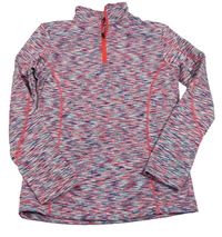 Neonově-růžovo-modro-bílá vzorovaná funkční sportovní mikina Crivit