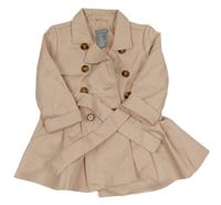 Světlerůžový plátěný podzimní kabát s páskem zn. Tahari 