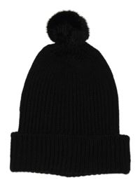 Černá pletená čepice s bambulí