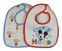 2x - Bílo-červený s Mickeym + bílo-modrý bryndák s Tygříkem Disney 