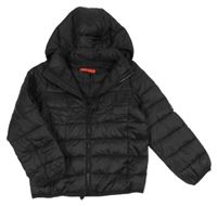 Černá šusťáková prošívaná zateplená bunda s kapucí Tissaia