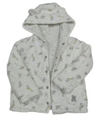 Bílý oboustranný zateplený kabátek se zvířátky a kapucí Little Nutmeg 