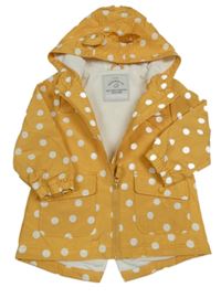 Okrová šusťáková jarní parka s puntíky a kapucí George 