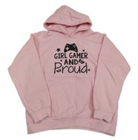 Světlerůžová mikina s ovladačem a kapucí Awdis