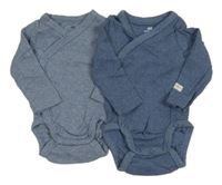 2x Světlemodré + modré žebrované body H&M