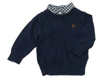 Tmavomodrý svetr se všitou košilí Next