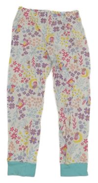 Bílo-mátové pyžamové kalhoty s kytičkami Lily & Dan