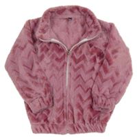 Růžová vzorovaná chlupatá propínací mikina Homsi