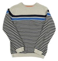 Béžovo-tmavomodrý pruhovaný svetr M&S