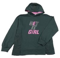 Khaki mikina s nápisem a kapucí Pocopiano 