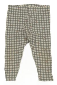 Šedo-bílé kostkované legíny s puntíky Next 