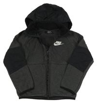Šedo-černá propínací mikina s logem a kapucí Nike 