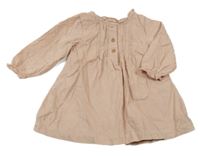 Světlerůžové manšestrové šaty s volánky 