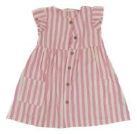 Růžovo-bílé pruhované propínací šaty Primark