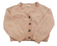 Světlerůžový propínací crop svetr H&M