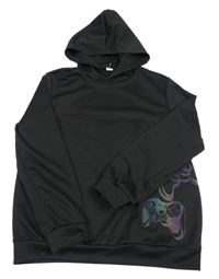 Černá mikina s ovladači a kapucí Shein