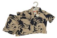 Nové - Tmavomodro-béžová kostkovaná košile + kraťasy Leigh Tucker 