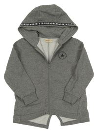 Šedá melírovaná propínací mikina s nápisy a kapucí Silveresun