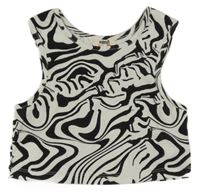 Černo-smetanový vzorovaný žebrovaný crop top Koton 