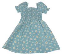 Světlemodré žabičkové šaty s kytičkami Alaya kids