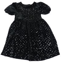 Černé sametové flitrové šaty Dunnes