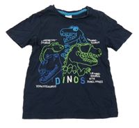 Tmavomodré tričko s dinosaury C&A