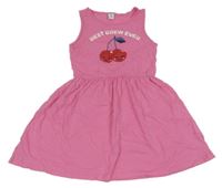 Růžové bavlněné šaty s třešničkami DopoDopo