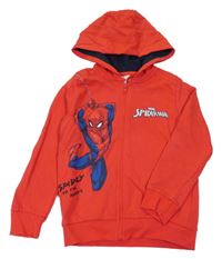 Červená propínací mikina se Spider-manem a kapucí Marvel 