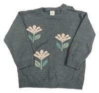 Šedý svetr s kytičkami H&M