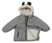 Šedá šusťáková zimní bunda s Mickeym a kapucí Disney