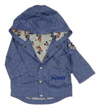 Modrá šusťáková podzimní bunda s kapucí - Mickey Disney