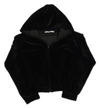 Černá sametová propínací crop mikiina s kapucí H&M