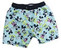 Světlemodro-černé plážové kraťasy s Mickey PRIMARK