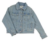 Světlemodrá tepláková riflová crop bunda s pajetkami Denim Co.