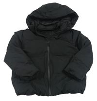 Černá prošívaná šusťáková zimní bunda s kapucí ZARA