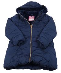 Tmavomodrý prošívaný šusťákový zimní kabát s kapucí George