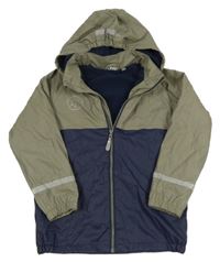 Šedo-tmavomodrá nepromokavá jarní bunda s odepínací kapucí COLOR KIDS