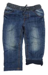 Tmavomodré podšité rifle s úpletovým pasem Topomini