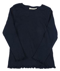 Tmavomodré žebrované triko JONAS&NIELSEN