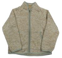 Hnědo-bílá melírovaná pletená propínací mikina MANOR