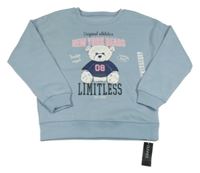 Nové - světlemodrošedá teplá oversize mikina s medvídkem a nápisy St. Bernard