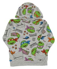 Šedá melírovaná mikina se Želvami Ninja a kapucí PRIMARK