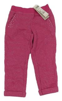 Nové - malinovo-stříbrné melírované tepláky Benetton