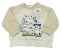 Nové - smetanovo-světlebéžová melírovaná slabá mikina s příšerkami Topomini