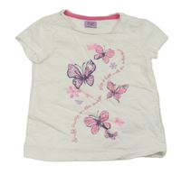 Bílé melírované tričko s motýlky F&F