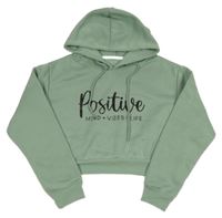 Olivová teplá oversize crop mikina s nápisy a kapucí SHEIN