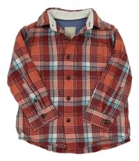 Jahodovo-bordó-bílo-světlemodro-bílá kostkovaná košile John Lewis