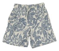 Bílo-modré teplákové kraťasy s listy Next