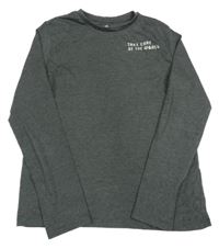 Tmavošedé melírované triko s nápisy LA REDOUTE